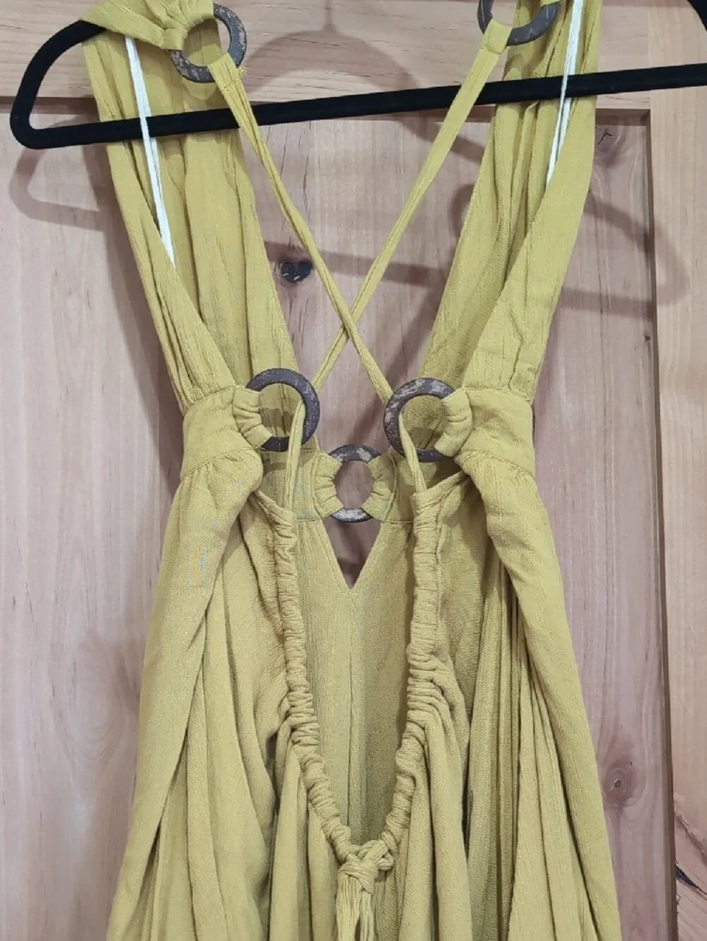 Free People Mustard Yellow Backless V-Neck Maxi Dress - Picture 4 of 5